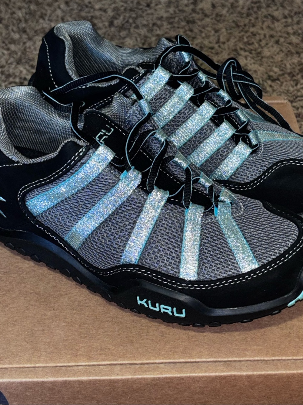 Kuru Chicane Womens Trail Hiking Shoes Size 7 M Black Delirium Lace-Up Sneakers